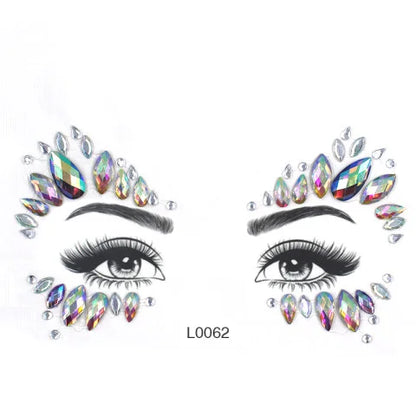 3D Sexy Face Tattoo Crystal Stickers Temporary Tattoos Glitter Fake Tattoo Rhinestones Masquerade Women Party Face Jewels Tattoo