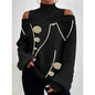 Women's Blouse Shirt New clothing with shoulder drop design, women's lantern sleeve printed top