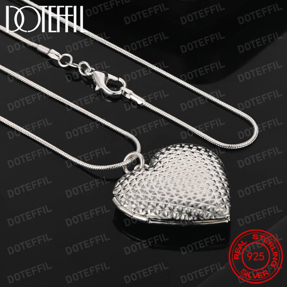 925 Sterling Silver Exquisite Heart Pendant Necklace Women Party Wedding Gift Jewelry Accessories