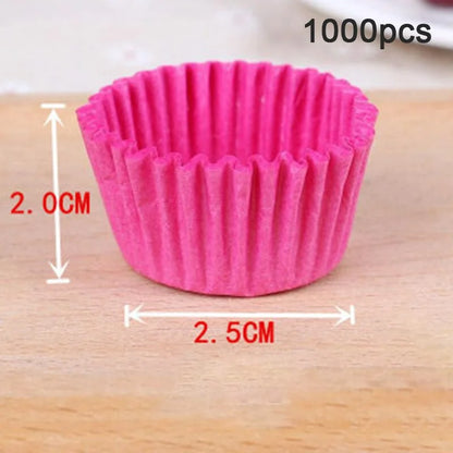 1000Pcs Mini Size Chocalate Paper Liners Baking Muffin Cake  Cups  Forms Cupcake Cases Solid Color Party Tray  Mold