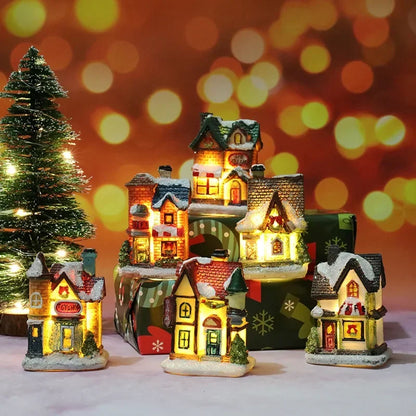 New year Decoration LED Night Light Christmas Luminous House Sculpture Ornament