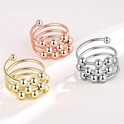 Fashion Beads Anxiety Fidget Spinner Rings Korea Crystal Butterfly Flower Star Moon Ring Anti Stress Jewelry Gift