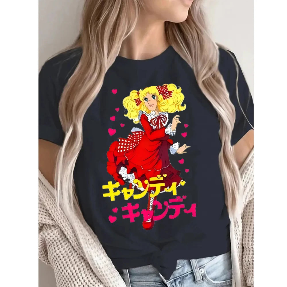 Candy Cartoon Print Streetwear T-shirt Harajuku Clothes Fashion Girls T Shirt Short Sleeve Summer Tee Casual Female O-Neck Top