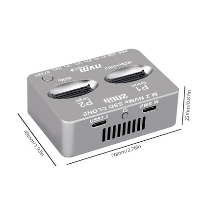 Dual-Bay M.2 NVME SSD Clone USB3.2 Type C NVME Docking Station M.2 M.3 NVME PCI-E External Hard Disk Box for M2 SSD M Key SSD