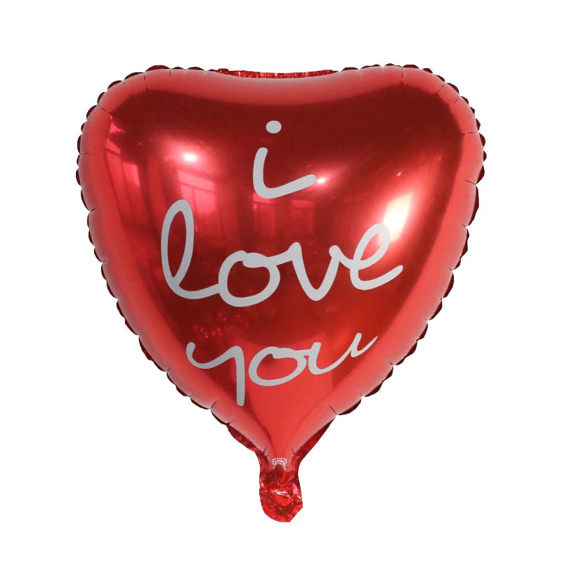 50‑Pack 18" Valentine’s Day Heart Foil Balloons – “I Love You” Helium Wedding & Romantic Party Decorations