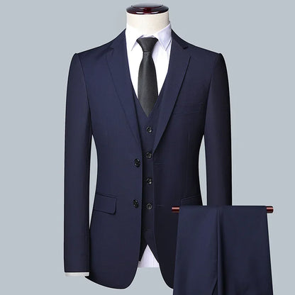 Men's (suit + Vest + Trousers) Solid Color Business Suit 3/2 Business Suit
