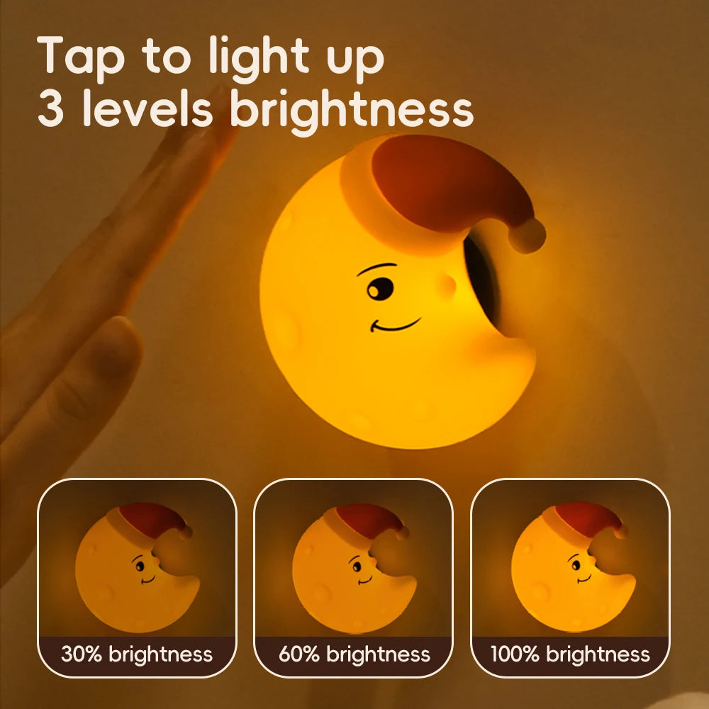 LED Star & Cloud Silicone Night Light – Rechargeable Nursery Wall Lamp for Baby Bedroom Décor