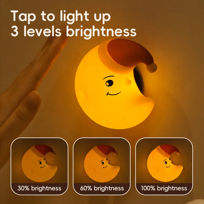 LED Star & Cloud Silicone Night Light – Rechargeable Nursery Wall Lamp for Baby Bedroom Décor