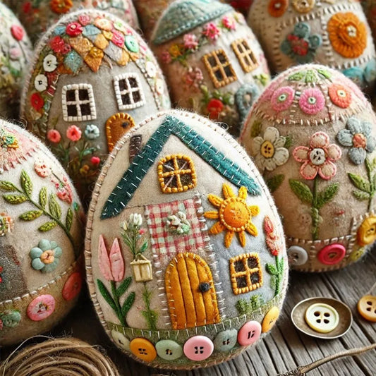 Patchwork Felt Easter Egg House DIY Kit Flower Spring Festival Party DIY Kids Gift 2026 Happy Easter Day Home Decor