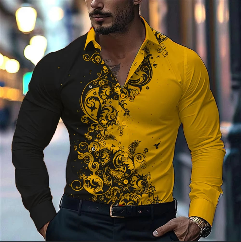 Men’s Casual Long Sleeve Button‑Up