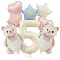 Cute Teddy Bear Party Birthday Number Balloons Large Retro Brown Bear Foil Balloon Set 8 pcs Baby Shower Birthday Party Decor