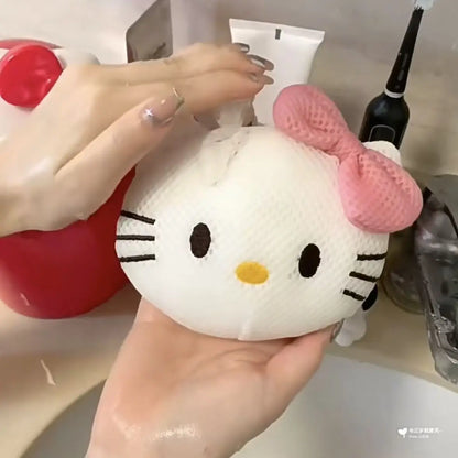 Hello Kitty Cute Bath Ball Flower Scrub Bath Back Foam Bathing Supplies Anime Kawaii Wash Body Hand Accessories Soft Gifts