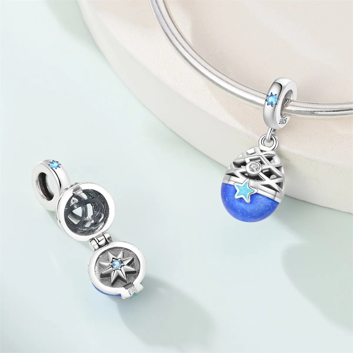 925 Sterling Silver Hot Sale 3D Openable Locket Bracelet Charm Bead Easter Pendant Fit Bracelet Necklace for Women DIY Gift
