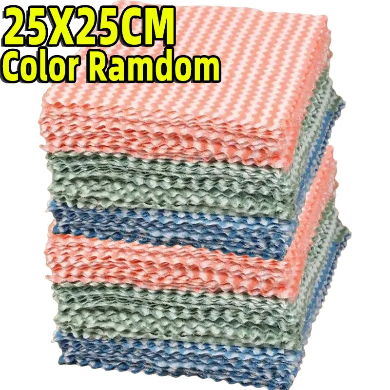 1/100PCS Super Absorbent Dishcloths Coral Fleece Cleaning Cloths Thickened Kitchen Washing Dish Rags Glass Windows Wipe Towel