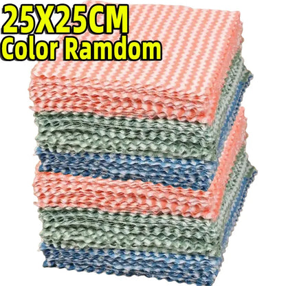 1/100PCS Super Absorbent Dishcloths Coral Fleece Cleaning Cloths Thickened Kitchen Washing Dish Rags Glass Windows Wipe Towel