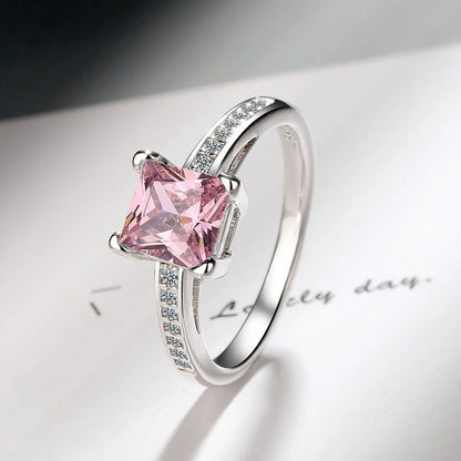 925 Sterling Silver Rings Size 5#-10# Quadrate Zircon High Quality For Women Fine Wedding  Jewelry Accessories Party Gifts