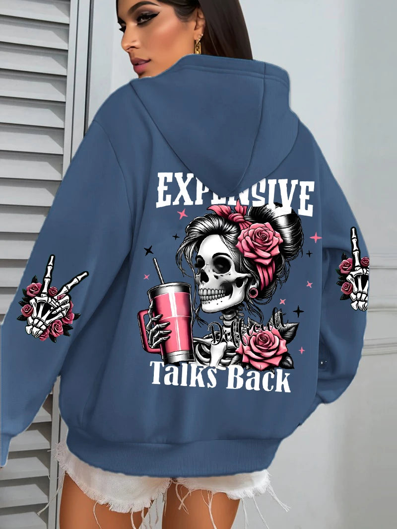 Women's Loose Multicolor Pullovers Fleece Pocket Hoody