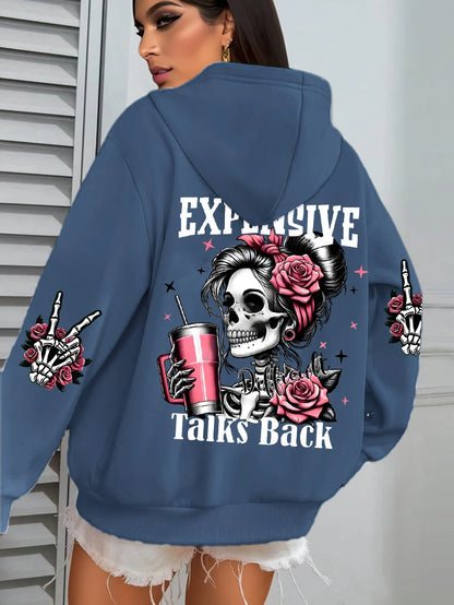 Women's Loose Multicolor Pullovers Fleece Pocket Hoody
