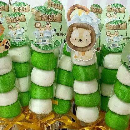 48pcs Wild Animal Lollipop Cards Carton Candy Holder For Kids Wild Forest Happy Birthday Party Candy Gift Accessories Supplies