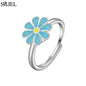 Korean Fashion Daisy Spinner Fidget Ring Multiple Style Sunflower Rose Snowflake Rotate Freely Anti Stress Anxiety Rings Wedding