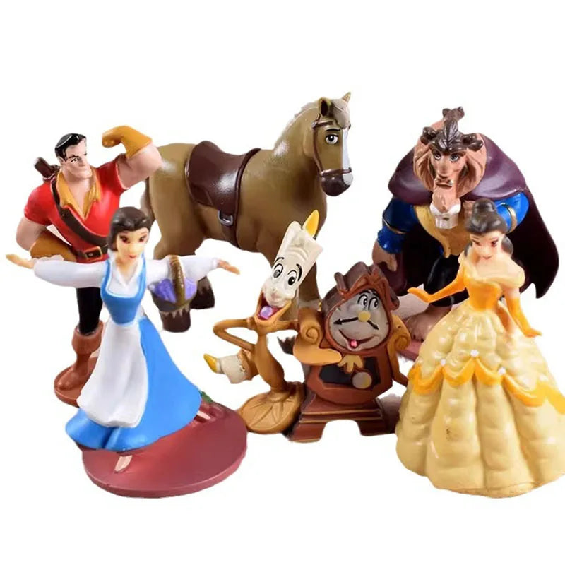 6pcs/set Disney Cartoon Beauty And The Beast Action Figure Anime Handmade Model Decoration Collection Belle Princess Toys Gift