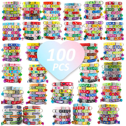 100Pcs Dog Collar With Bells Adjustable