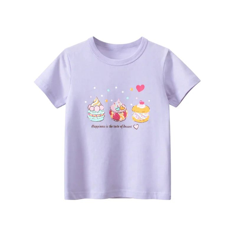 Short Sleeve Children Girl T-shirts Printed 2-8 Years Cotton Toddler Girl Tops Kids Baby Girl Tees Clothes