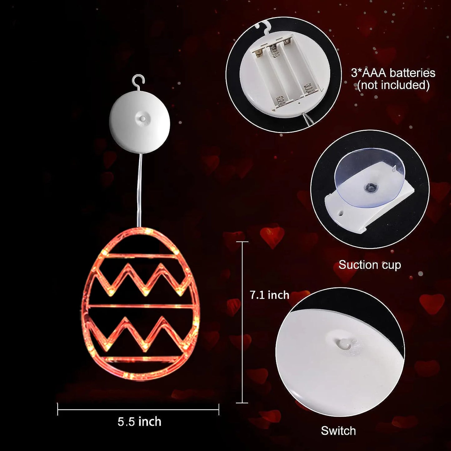 Easter Window Lights Hanging Ornaments 2024 Easter Eggs with Suction Cup for Indoor Home Window Door Farmhouse Decoration
