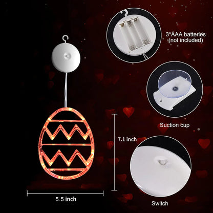 Easter Window Lights Hanging Ornaments 2024 Easter Eggs with Suction Cup for Indoor Home Window Door Farmhouse Decoration