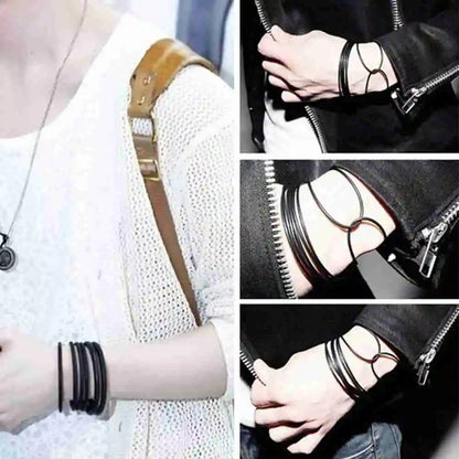 10 Pcs In 1 Bag  Black Silicone Rope Bracelets For Men Women Charm Simple Casual Punk Rock Unisex Bracelet Bangles Jewelry