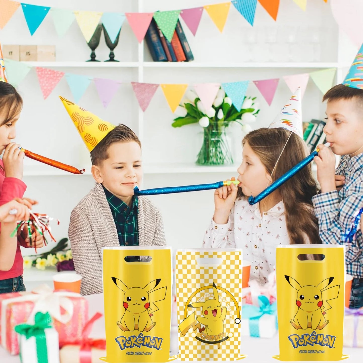 Pokemon theme Birthday Gift Bag Pokemon Figures Pikachu Candy Bag Packaging Pokemon Giveaway Party Favors Children Toy  Supplies