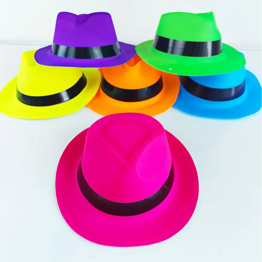 UV Neon Glow Party Hats – Blacklight Fluorescent Plastic Hats for Kids & Adults