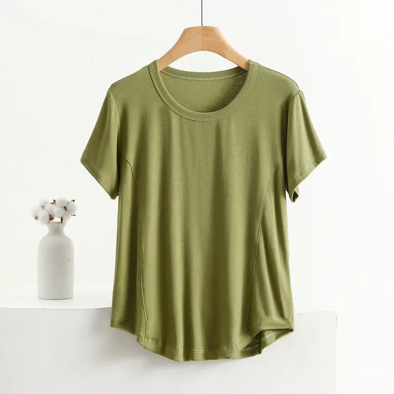 XL to 8XL plus size O-Neck Tshirts Women's basic T-shirt solid color half sleeves summer simple Tee Tops Bottoming Tees all mat