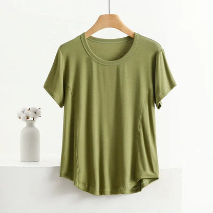 XL to 8XL plus size O-Neck Tshirts Women's basic T-shirt solid color half sleeves summer simple Tee Tops Bottoming Tees all mat