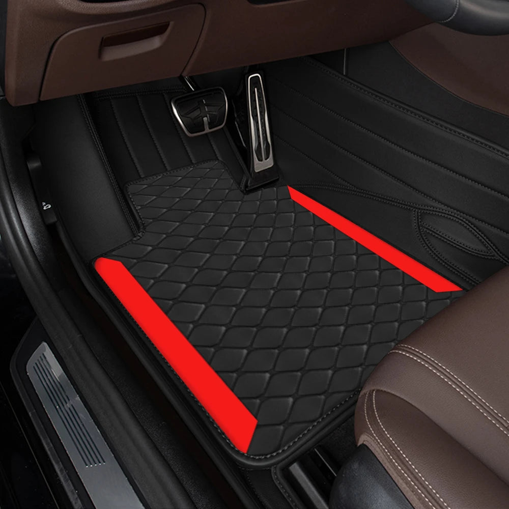 4pcs Luxury Carpet Floor Mat Set For Left-Hand Drive Universal Car Mat Protection Pad Pu Leather For Wear-Resistant Non Slip