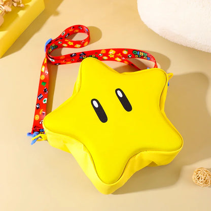 Super Mario Yellow Star Backpack – Cute Big‑Eye Anime Bag for Girls, Crossbody Student Gift