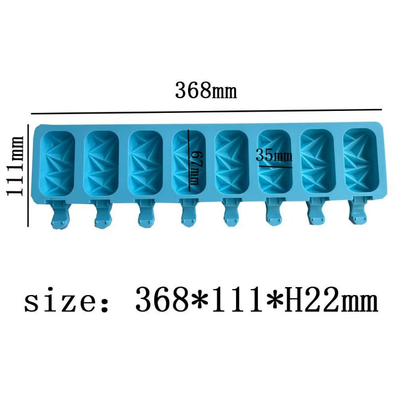 8‑Cavity Diamond Popsicle Silicone Mold – DIY Chocolate, Candy, Jelly & Ice Cream Baking Tray