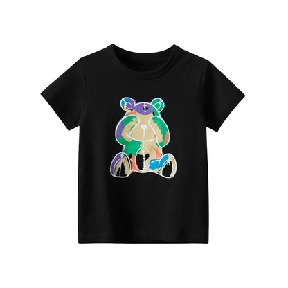 OLEKID 2025 Summer Stripe Children Boys T-shirts Printed Letter 2-8 Years Kids Little Boy Tops Short Sleeve Toddler Tees Clothes