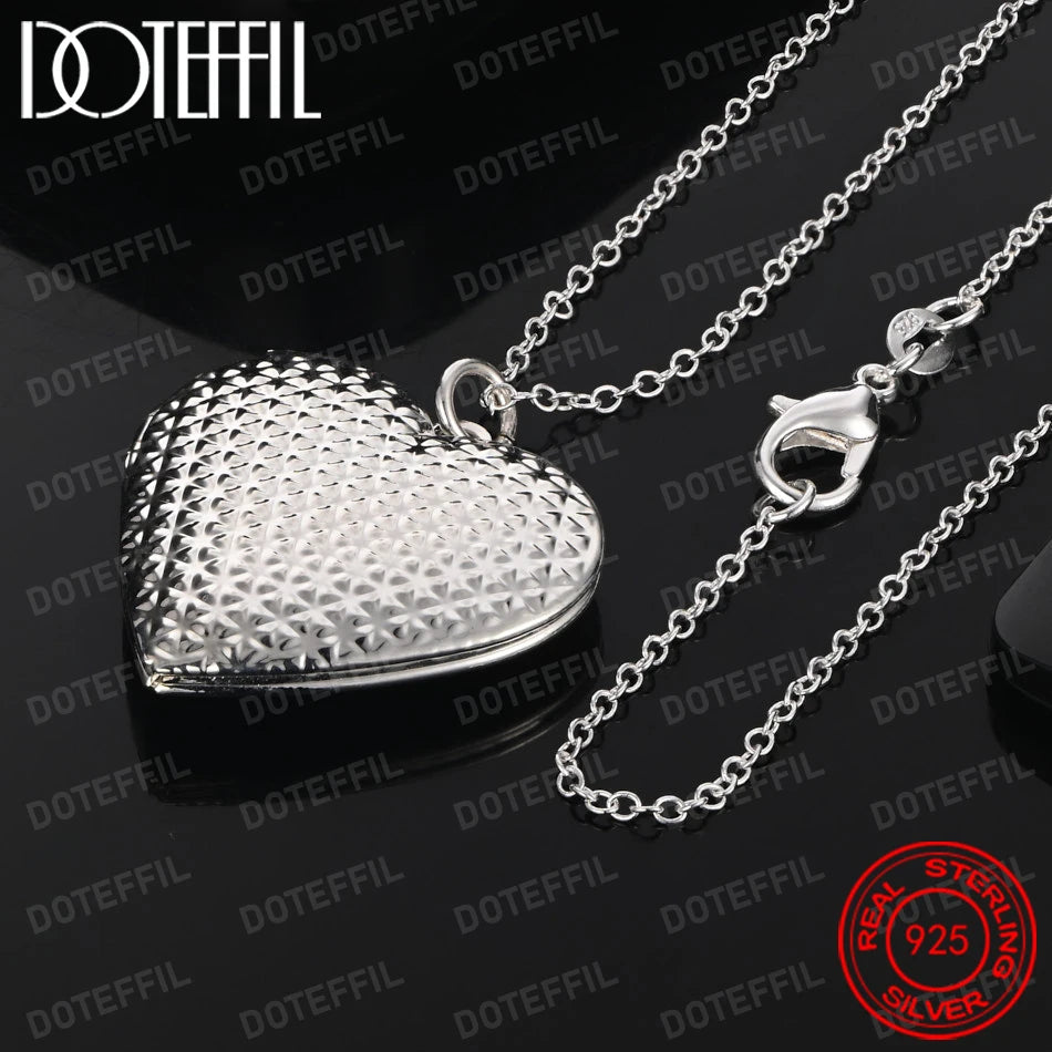 925 Sterling Silver Exquisite Heart Pendant Necklace Women Party Wedding Gift Jewelry Accessories