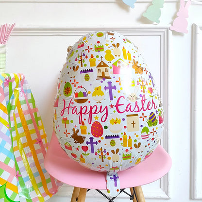 Easter Bunny & Chick Foil Balloon – Cute Standing Rabbit, Egg & Carrot Helium Balloon for Kids’ Party Decor