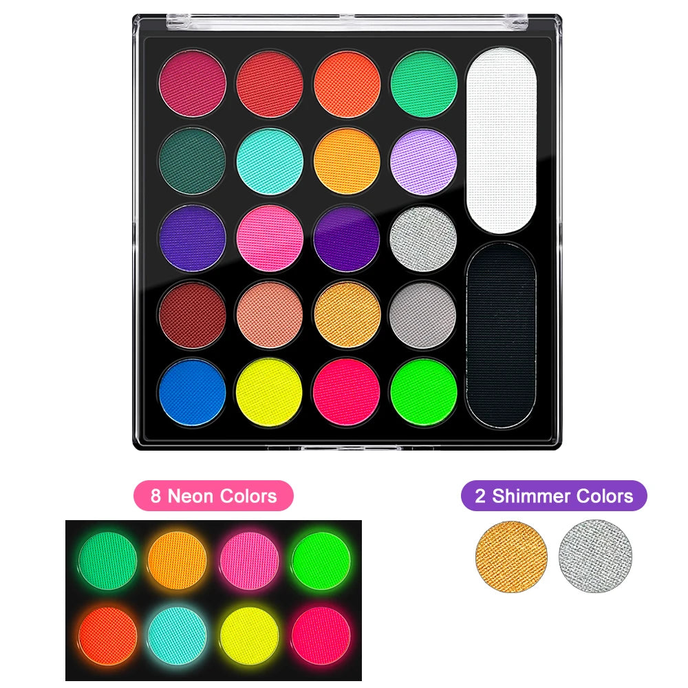 22 Color Face Body Painting Kit for Kids Adults,Face Paint Makeup Palette with Brush,Halloween Carnival Artist Cosplay Art Party