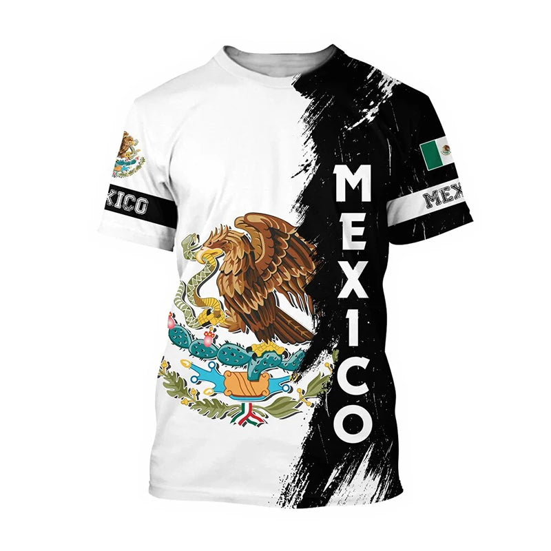 Mexico T-Shirts Mexican Flag 3D Print Streetwear Men Women Fashion Oversized Short Sleeve T Shirt Kids Tees Tops Clothing