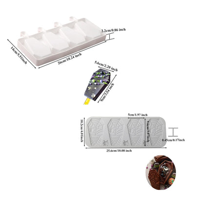 Halloween Silicone Coffin shaped Popsicle Mold Lace Mat Baking Molds for Ice Cream Chocolate and Desserts