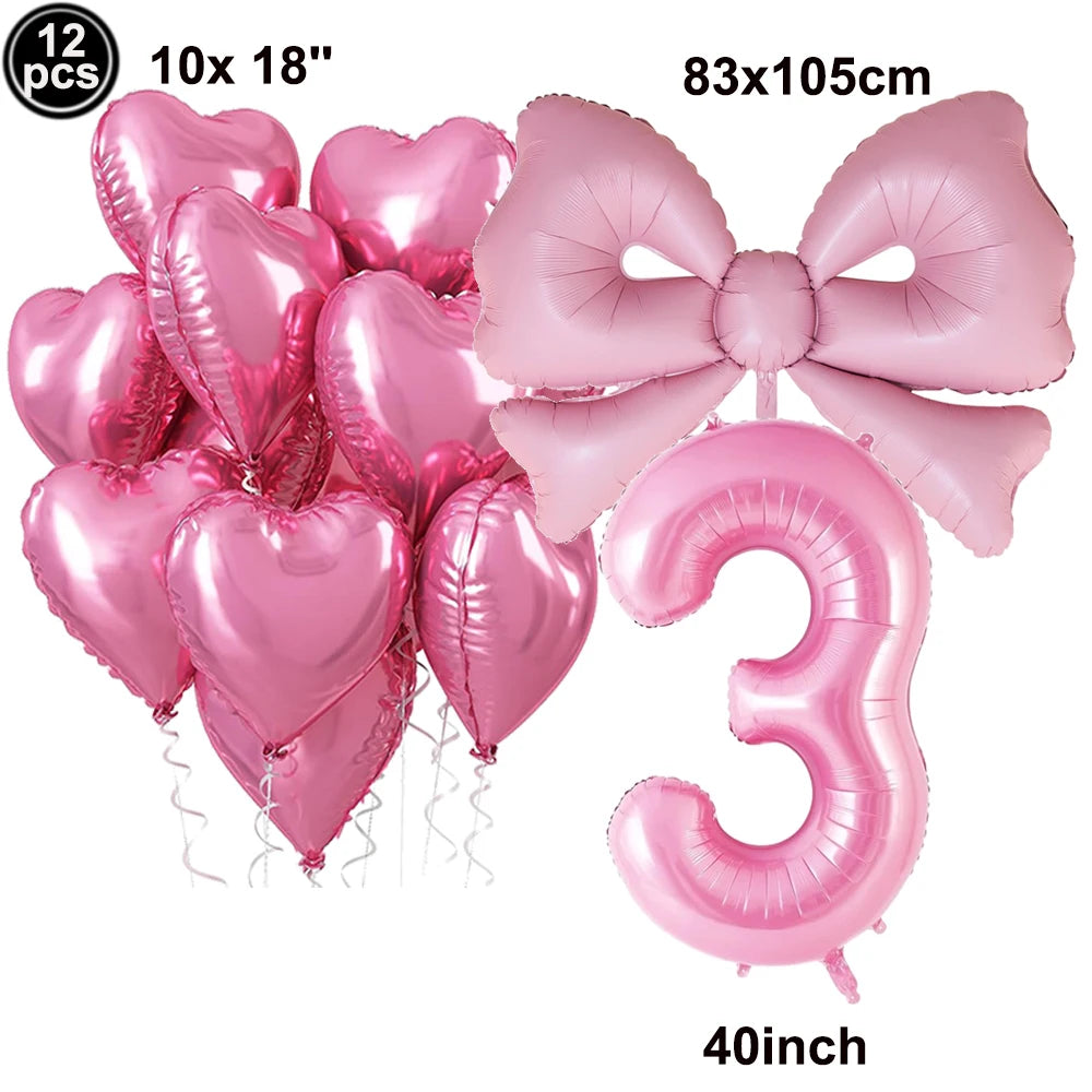 Giant Black Pink Bow Balloon Coquette Birthday Party Decorations Bowknot Balloon for Girls Baby Shower Bridal Wedding Supplies