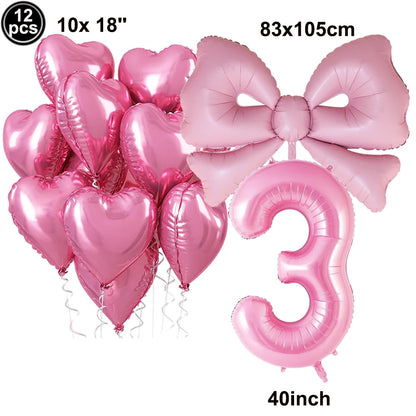 Giant Black Pink Bow Balloon Coquette Birthday Party Decorations Bowknot Balloon for Girls Baby Shower Bridal Wedding Supplies
