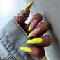 24pcs Full Cover Long False Press On Nails With Designs Light Green Stripe Gradient