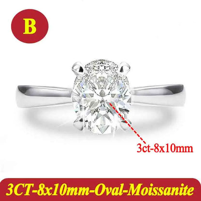 1-3 Carats Oval Radiant Moissanite Rings for Woman 925 Sterling Silver Jewelry Gift Woman's Wedding Moissanite Diamond Ring