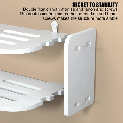 Wifi Hanging Shelf Router Power Strip Multi Outlet TV Set Top Box Cable Hiden Floating Rack Wall Mount Holder Storage Organizer