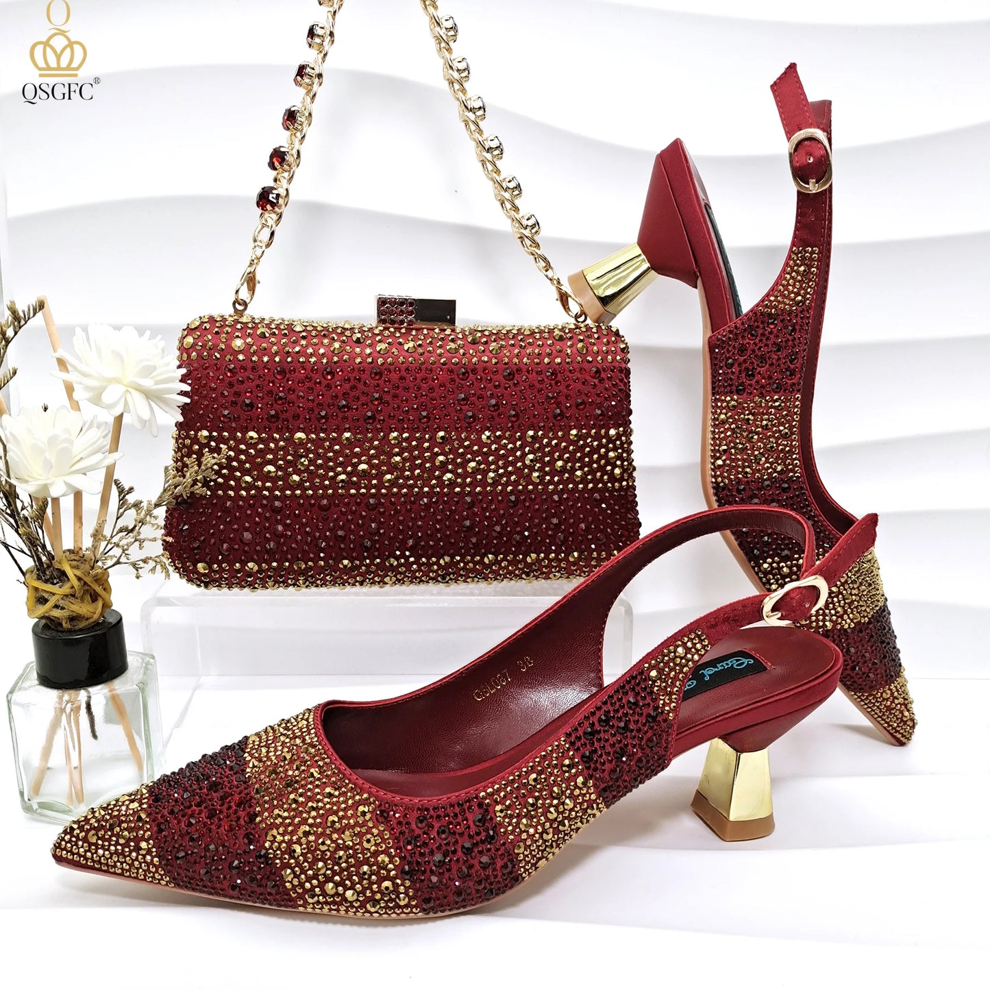 Italian Design Party Shoes with Matching Clutch Bag, Perfect for African Weddings and Women’s Heel Shoes and Bag Sets for Parties.
