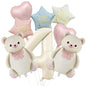 Cute Teddy Bear Party Birthday Number Balloons Large Retro Brown Bear Foil Balloon Set 8 pcs Baby Shower Birthday Party Decor